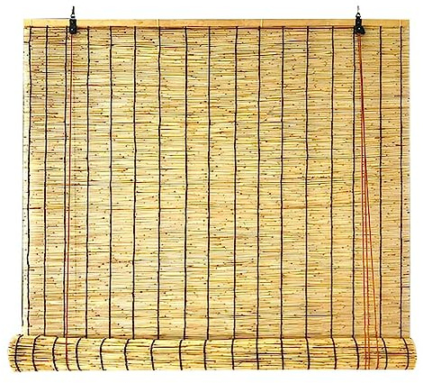 Bamboo Screens Outdoor For Patio Roll Up Blinds for Windows Natural Reed Curtain Carbonized Roller Blind Breathable Privacy Screen Grass Mat Partition Door Curtain Customized Size ( Size : 130*150cm/5