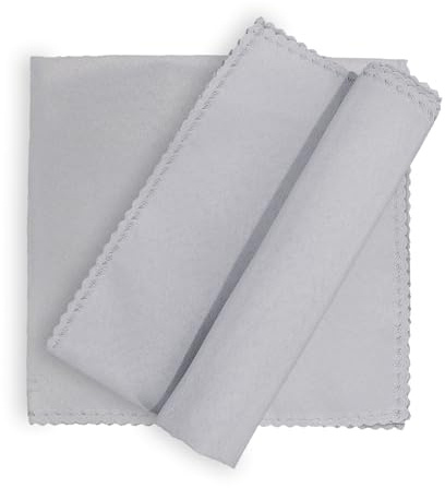 BIT.FLY Stoffservietten - Set von 20 Polyester Servietten mit Spitze 48x 48CM Für Restaurants Hotels Bankette Hochzeiten, Silbergrau