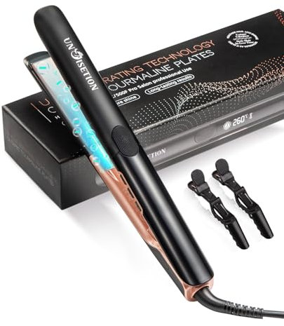 UNOISETION Planchas del Pelo, Plancha de Pelo Profesional Tecnología Iónica Triple Antiencrespamiento,Placas Flotantes Cerámica Avanzada,6 Temperaturas hasta 260°C Función Turbo y Memoria