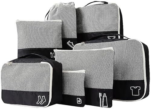 PEARL Kleiderbeutel: 7er-Set Kleidertaschen aus stabilem 420D Ripstop-Polyester (Kleider-Taschen, Pack-Tasche, Vakuumbeutel)