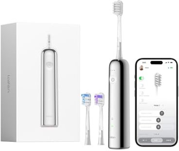 Laifen Wave Electric Toothbrush, Oscillation & Vibration Sonic Electric Toothbrush for Adults with 3 Brush Heads, IPX7 Waterproof Magnetic Rechargeable Travel Powered Toothbrush (Stainless Steel)