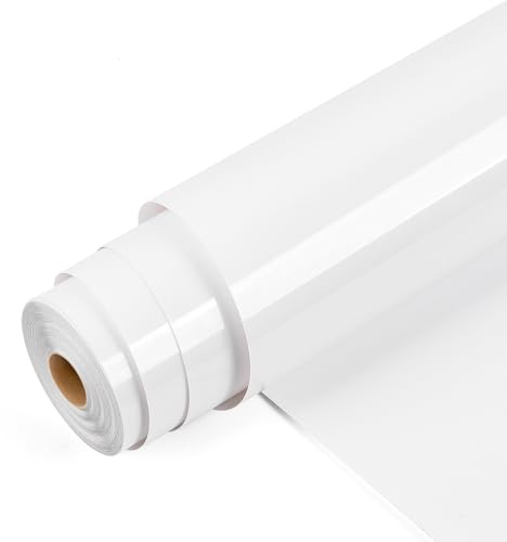Lya Vinyl Plotterfolie Textil,30.5cm x 600cm Flexfolie Plotter Textil für Silhouette Cameo,Wärmetransfer-Vinyl für Textilien,Iron on folie für DIY Stoff und Shirt(Weiß)