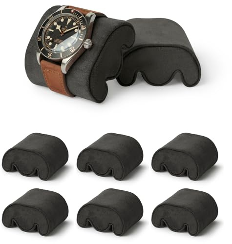 TAWBURY Fraser Watch Case kuddar - paket med 6 små ersättningskuddar för våra Fraser Black Leather Watch Cases | M formade kuddar utformade för att passa handleder 14,5 cm - 17 cm (svart/kol)