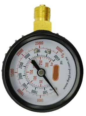POBTKSA 1 manómetro de presión de 0-4500/0-100 PSI, Herramientas de medición, Equipo de elaboración de Cerveza, Herramientas de Barra de Cerveza casera(0-4500 PSI)