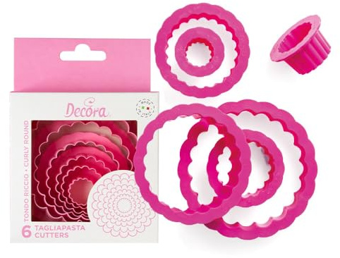 Decora 0255301 Set 6 EMPORTE-Piece Ronde CANNELé CM 1,5/2,5/3,5/5/6,5/8, Plastique