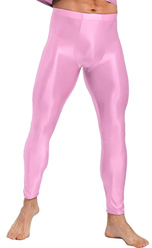 Alvivi Homme Legging Compression Brillant Respirant Collant Pantalon De Sport Fitness Yoga Jogging Legging Pantyhose Séchage Rapide M-XXL Rose M
