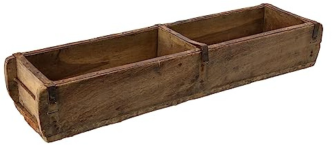 Novaliv Holzkiste Vintage 58 x 15 x 10 cm Alte Ziegelform Holz Groß Zwei Kammer Allzweckkiste aus recyceltem Altholz Balken Jede Form EIN Unikat