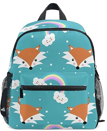 ISAOA Niedlicher Fuchs Regenbogen Kinder Rucksack Vorschultasche Reisetasche Kita Rucksack für Jungen Mädchen, #2, Einheitsgröße