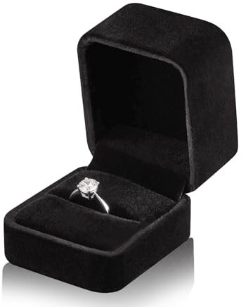 Comioke Smyckeskrin för ring, sammetslåda, ringlåda, presentförpackning, för förlovning frieri, sammetsringar örhängen etui hänge lådor (svart, 50 x 60 x 50 mm)