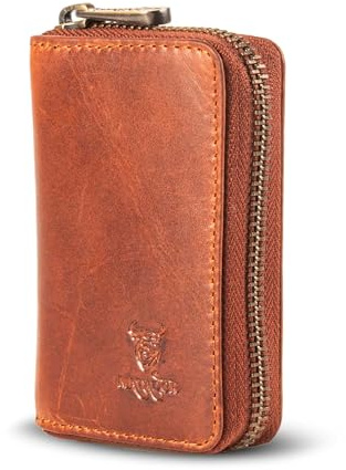 MATADOR |Basel| Leder Kreditkartenetui Kartenetui Herren mit edler Geschenk Box | Herren Kartenetui mit Münzfach im Hochformat | Leder Kartenhalter Visitenkartenetui mit RFID Schutz Vintage Braun