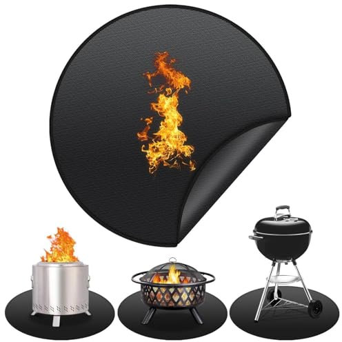 Tappetino ignifugo rotondo da 20 pollici per caminetto da tavolo, rivestito in silicone, resistente al calore, per il posizionamento del caminetto, per pavimento, terrazza, terrazzo, prato