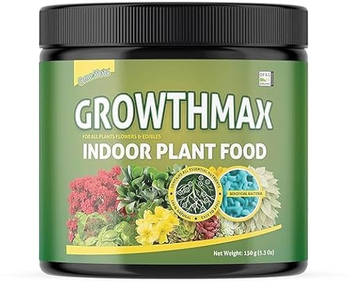 GrowthMax (150g) Organic Indoor Plant Food - Treats 30+ plants | Houseplant Food for All Indoor Plants
