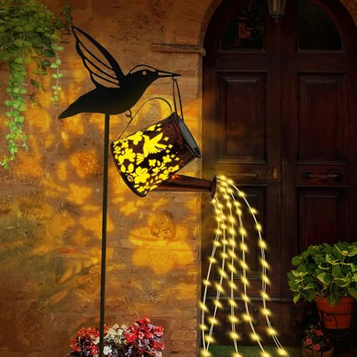 Solar Watering Can Light Humming Bird, LED Solar String Lights Waterproof Dual Mode Water Can Lights for Garden Patio Yard Pathway Lantern Plant Decoration