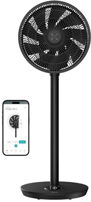 Duux Whisper Flex 2 Smart Fan, Remote Control, Alexa & Smart App, 30 Cooling Speeds, Adjustable from Desk to Standing Fan, Up-Down, Left-Right Oscillation, Powerful & Quiet, Night Mode, Black