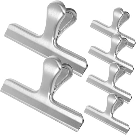 LIGIGWASH Stainless Steel Food Clips for Bags Multipurpose Food Clipper and Snack Sealer with Strong Sealing Function Metal Bag Clamps and Kitchen Organization Large Size 6 Pieces