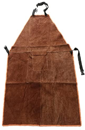 OEUVREBY Grembiule da saldatore con isolamento termico in pelle bovina artificiale, 90 x 60 cm, colore: giallo, Marrone 90x60 cm, 90x60 cm