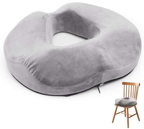 DASIAUTOEM Cojín para coxis, donut para hemorroides para alivio del coxis, almohada ortopédica para donut para aliviar eficazmente la ciática y el dolor de espalda para la oficina del coche silla de