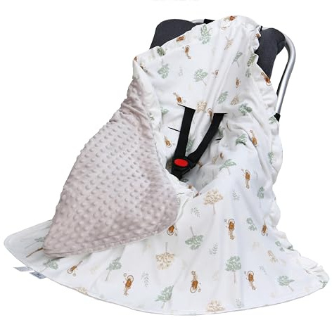 Miracle Baby Manta Envolvente para Bebé 90 x 90 cm, Algodón 100%, Saco Capazo Universal para Asiento de Coche, Cochecito (Ciervo)