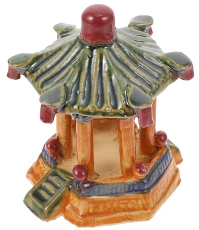 IMIKEYA Pavillon de Céramique Miniature Décoratif pour Aquarium Finition Lustrée, Ornement Artistique Solide et Modélisation Vivante pour Décoration Intérieure