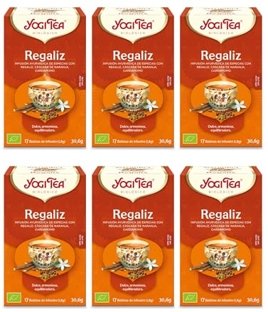 Yogi Tea Liquirizia Bio - Infuso Ayurvedico - Miscela di Liquirizia, Buccia d'Arancia, Cardamomo - Senza Caffeina - Confezione da 6x17 bustine (102 bustine in totale)