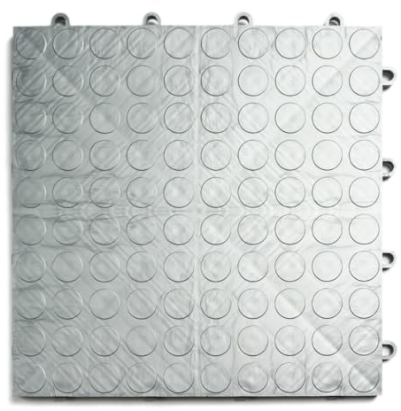 Big Floors GarageDeck Coin Pattern, Durable Copolymer Interlocking Modular Non-Slip Garage Flooring Tile (Alloy, 48 Pack of 12 x 12 Tiles)