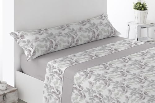 Energy Colors Textil - Hogar - Serie Ottawa - Juego Sábanas 3 Piezas Verano Tacto Super Soft (Gris Nebla, 135_x_200_cm)