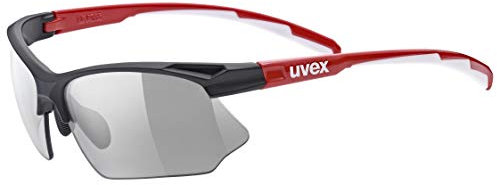 uvex sportstyle 802 V - Sportbrille für Damen und Herren - selbsttönend - beschlagfrei - black red/smoke - one size