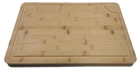 Grande Planche à découper en bambou massif avec rainure à jus - planche à découper bois de 45x30x2 cm - planche en bois pour la cuisine