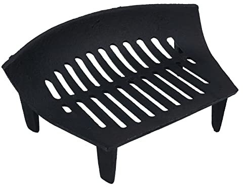 Rejilla de fuego de 13 pulgadas para chimenea de 14 pulgadas, hierro fundido, cesta abierta frontal negra