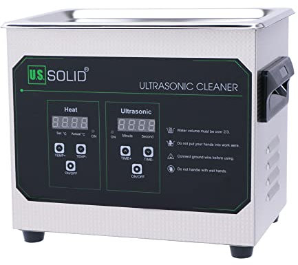 U.S. Solid Ultrasonic Cleaner, 40 KHz Stainless Steel Ultrasonic Cleaning Machine with Digital Timer and Heater for Industrial and Jewelry, 176℉, FCC,CE,RoHS (3L)