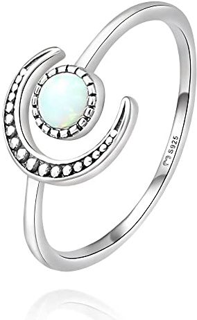 Anillos de mujer en plata de ley formado por una luna étnica. Anillo plata mujer con acabado plateado o dorado. Joyería ideal para parejas, regalo para madres, amigas... Anillos para parejas