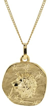 trendor Halskette mit Sternzeichen Löwe Gold 333/8K Ø 16 mm klassischer Tierkreiszeichen Anhänger für Damen oder Herren, zeitloser Halsschmuck 41920-08-40 40 cm