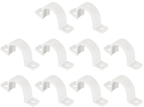 uxcell PVC Pipe Straps, 100pcs 20mm(3/4) Conduit Clamp Clip Two Hole Plastic Straps for Pipes Cables