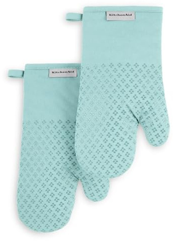 KitchenAid Asteroid Ofenhandschuh-Set, 2 Stück, Mineralwasser, Aqua, 17,8 x 31,8 cm