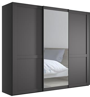 WIEMANN Schwebetürenschrank Landhausstil Kleiderschrank 250cm breit, mit Spiegeltür, Graphit Dekor, Höhe 217cm, Marlow