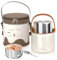 Euakee Contenitore Termico per Alimenti, 860ml Contenitore Termico per Alimenti di Acciaio Inossidabile con Cucchiaio Pieghevole, Isotermico Sottovuoto per Cibi Caldi e Freddi (Beige)
