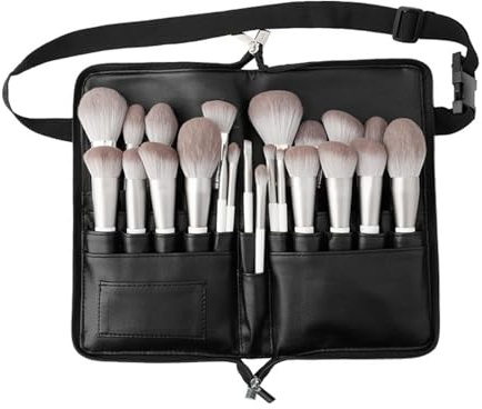 24 Make up Pinsel Organizer-Tasche, tragbare Kosmetiktasche für die Reise, Pinsel Etui, Federmäppchen aus gewachstem Segeltuch, strapazierfähige tragbare Tasche für Aquarellpinsel (Schwarz)