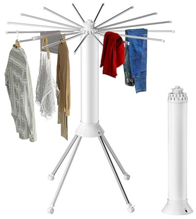 Purova Tendedero Extensible, Octopus Tendedero Radial con Barras de Aluminio, Portátil Soporte para Tender Ropa Ahorre Espacio, para Interiores y Exteriores Balcon (Blanco-Single)