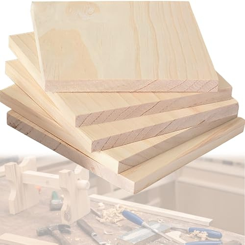 CXAFQ 5 Unfinished Wood Square Blocks, Rectangle Blank Wooden, Boards For Home Decoration, 30*30*1.5cm, Wooden Cutouts For Crafts, Wood Engraving, Crafts Coasters For Diy Architectural Models