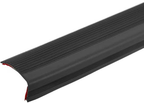QUARKZMAN 3.9Ft Treppenkantenprofil 5cm PVC Treppenkanten-Schutz Schwarz | Selbstklebender, L-Form Treppenabschluss, Treppenstufenkantenverkleidung, für den Innen- und Außenbereich