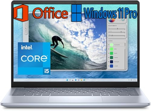 Dell Inspiron 14 Laptop 5440 14 2K FHD+ Display, Intel Core i5-1335U, 16 GB RAM, 4TB SSD, Intel Graphics, Windows 11 Pro & Office 24, Fingerprint Reader, English Backlit Keyboard, Ice Blue (Renewed)
