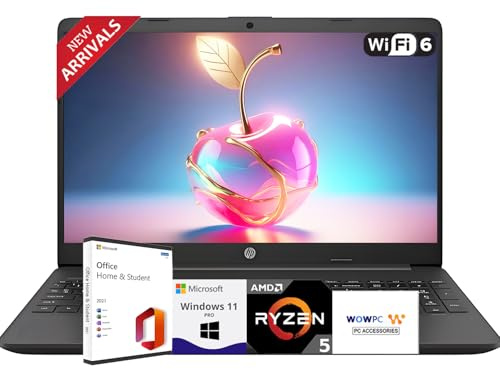HP 2025 New 15.6 Business and Student Laptop, AMD Ryzen 5 7000-Series(Outperforms i7-1165G7), 64GB RAM, 1TB SSD, Ultra Quiet Design, Long Battery Life, Windows 11 Pro with Microsoft Office, WOWPC
