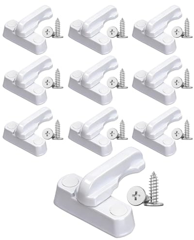 FunnAura 10 Pcs Plastic Window Locks for Upvc Windows Doors, White Window Lock