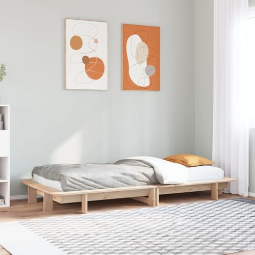 Ordellia Massiv träsäng, furu 100 x 200 cm, robust sängram med ribbotten, modern design för sovrum, hållbar plattformssäng, möbler