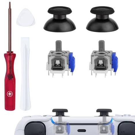 Wigearss Mando Joystick de Repuesto TMR para DualSense de PS5, Módulo de Reparación de Joystick con Sensor Analógico 3D, Kit de Herramientas y Tapas para Joysticks, Requiere Soldadura