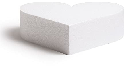 Decora, 0174062 Herzförmiger Styropor-Dummy einzeln verpackt, Ideal als Unterlage für gestapelte Kuchen, Gerade Kanten, 25 X H 7,5 cm, Weiss/Opulenter Garten