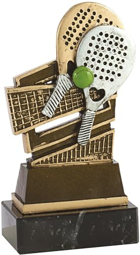 Art-Trophies TP444 Trofeo Raqueta de Pádel, Dorado, 19 cm