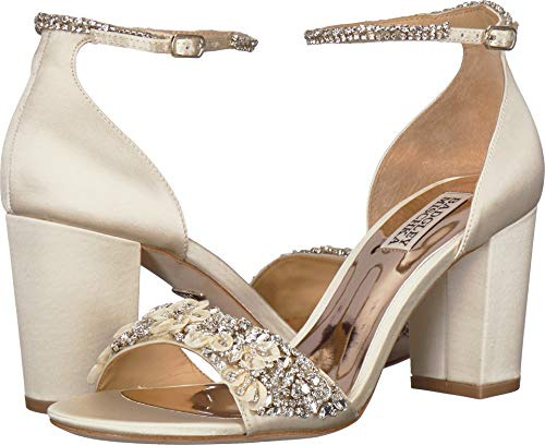 Badgley Mischka Women's FINESSE Sandal, ivory satin, 8.5 M US