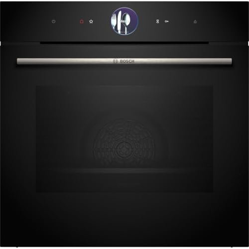 Bosch HSG7364B1, Smarter Serie 8 Einbau-Dampfbackofen, 60 x 60 cm, 1 L Wassertank, Schwarz, Made in Germany, Selbstreinigung, Air Fry, Farb-Display, 4D Heißluft, Bosch Assist & Backsensor, Pizzastufe