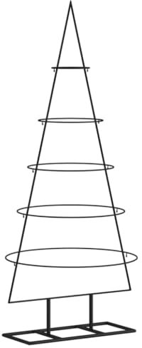 vidaXL Arbre de Noël en Métal pour Décoration, Sapin de Noël, Support d'arbre de Fête, Ornement de Noël Vacance Intérieur, Noir 125 cm